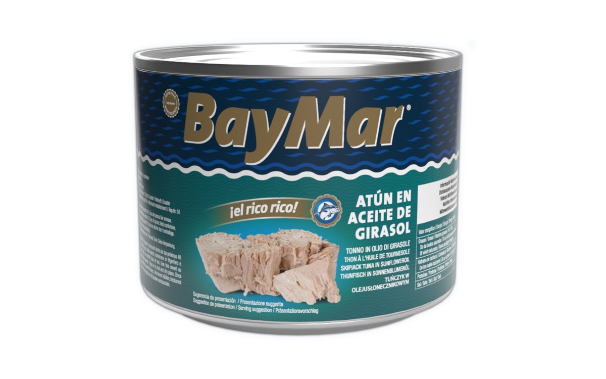 Atún listado BayMar en aceite de girasol. 1750 ml /1250 g esc