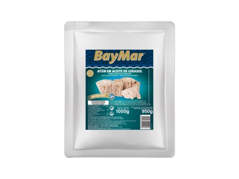 Atún listado BayMar en aceite de girasol. Pouch 1 kg/950 g esc