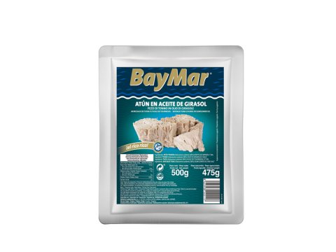 Tonyina llistada BayMar en oli de gira-sol. Pouch 500 g/475 g esc